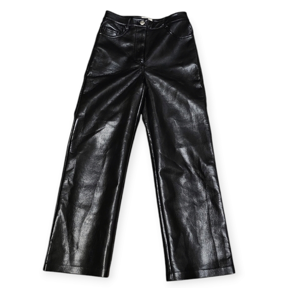 Aritzia Wilfred Black Vegan Leather Cropped High Rise Pants - Picture 5 of 11